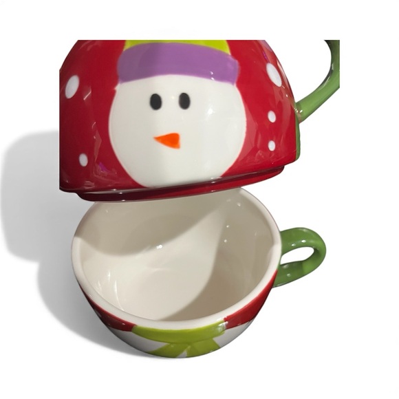 Pier 1 Imports SNOWBALL Snowman Ceramic Tea Pot Tea For One Winter Christmas - Picture 3 of 8